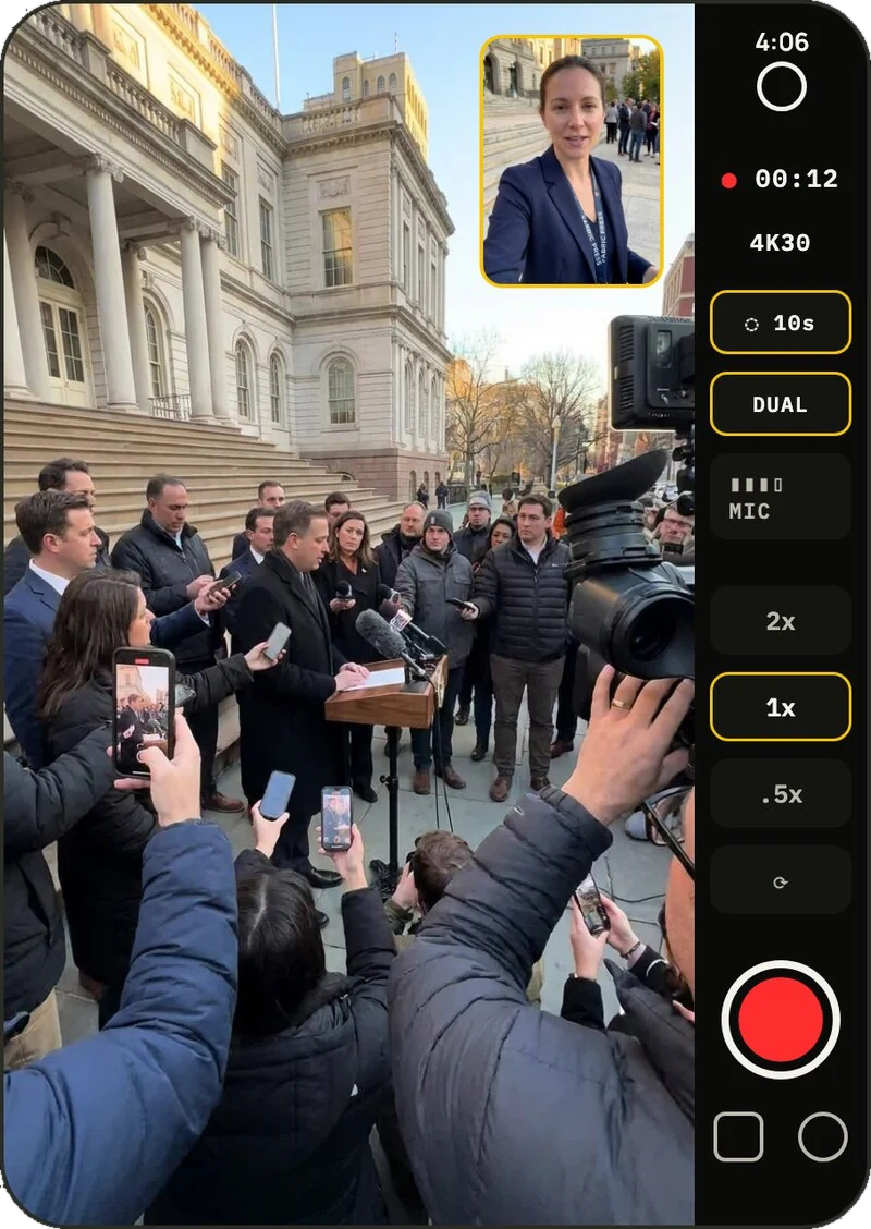Sketch: the Duo held tall, the picture full height with the controls in one column