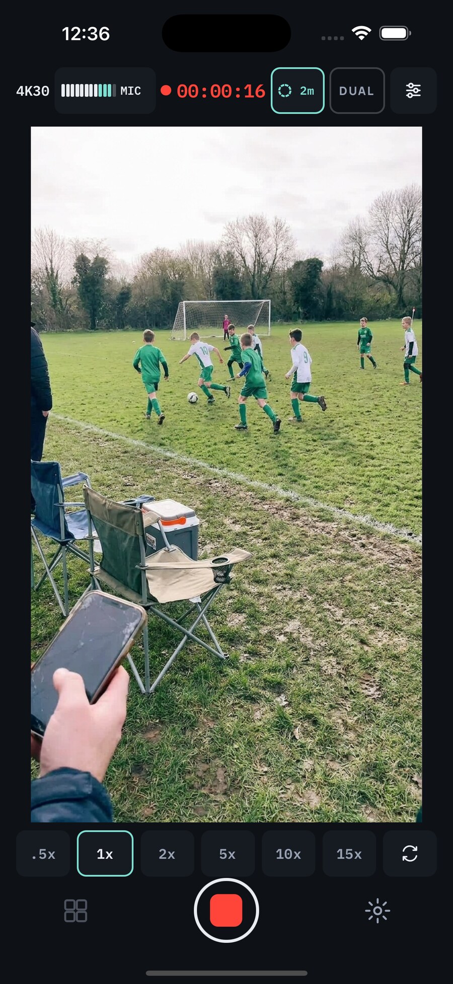 Doubleback recording a soccer game with pre-roll on